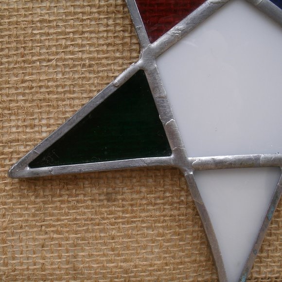 Vintage Eastern Star Symbol Stained Glass Suncatcher - Picture 9 of 10